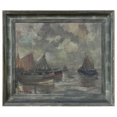 Midcentury Gerahmtes Ölgemälde auf Leinwand von Hubert De Vries