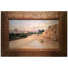 Antique "Biskra in 1885", Oil on Canvas Signed Lower Left Eugene Girardet, 1853-1907