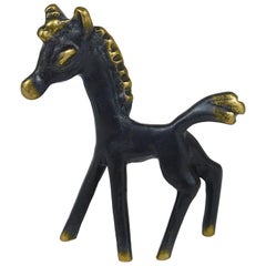 Vintage Walter Bosse Midcentury Horse Brass Figurine, Hertha Baller, Austria, 1950s