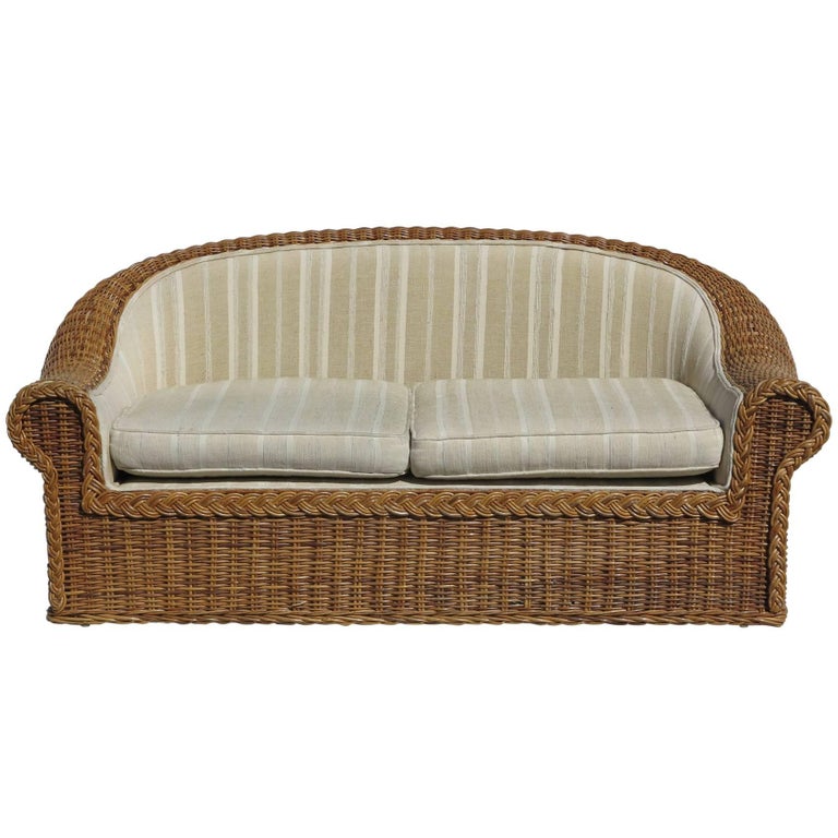 Cane Loveseat by Rattan Works of Atlanta, 1980s at 1stDibs
