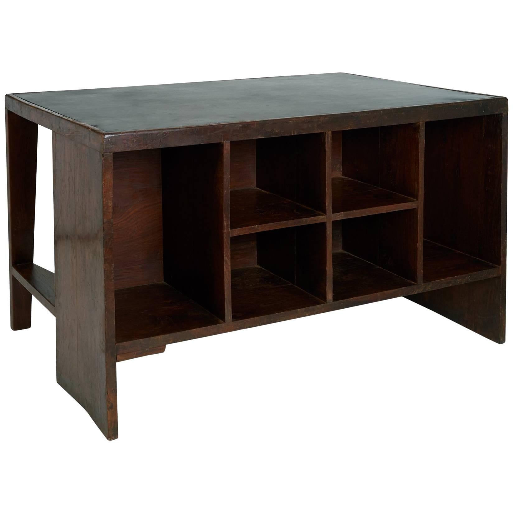 Exceptional Chandigarh Pigeonhole Desk by Pierre Jeanneret, France/India c. 1957