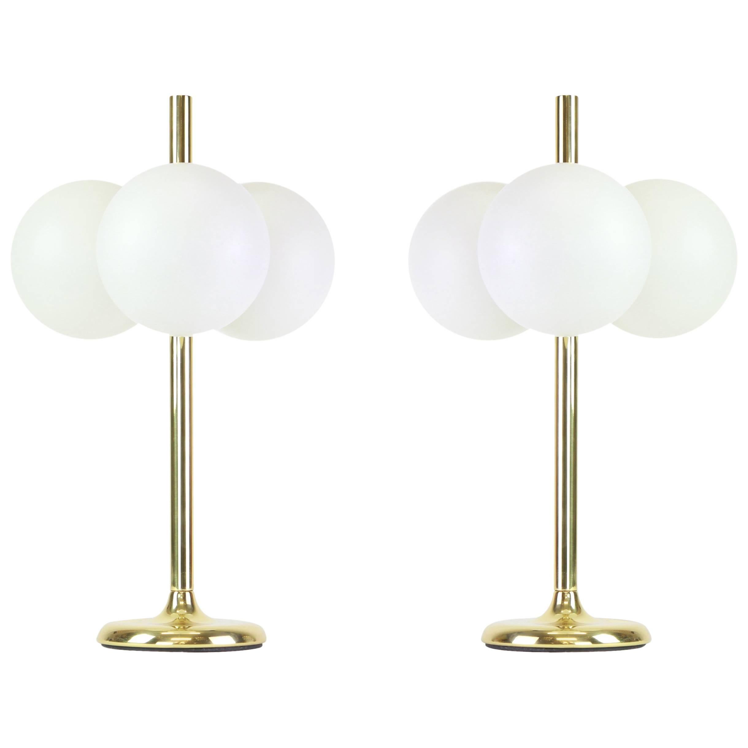 Stunning Pair of Large Brass Table Lamps by Kaiser, Germany, 1970s