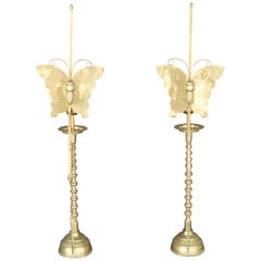 Pair of Brass Butterfly Candlesticks