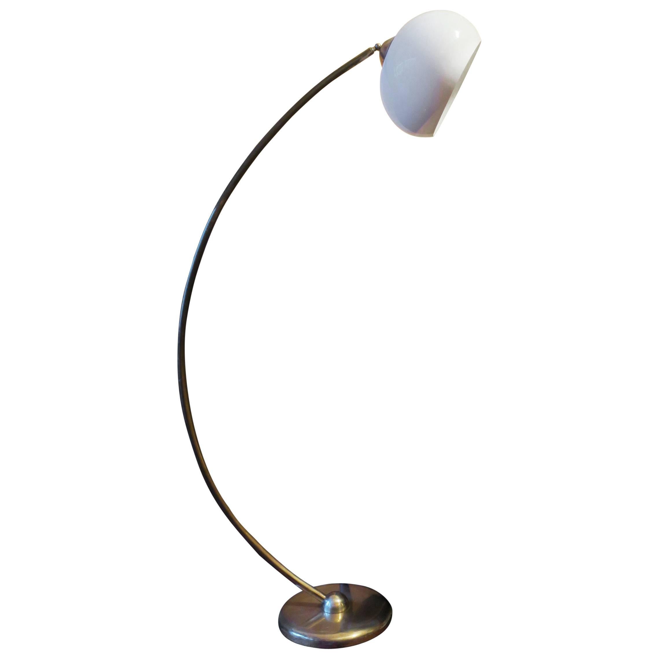 Röhm Brass and Lucite Arc Floor Lamp Adjustable, 1950s For Sale