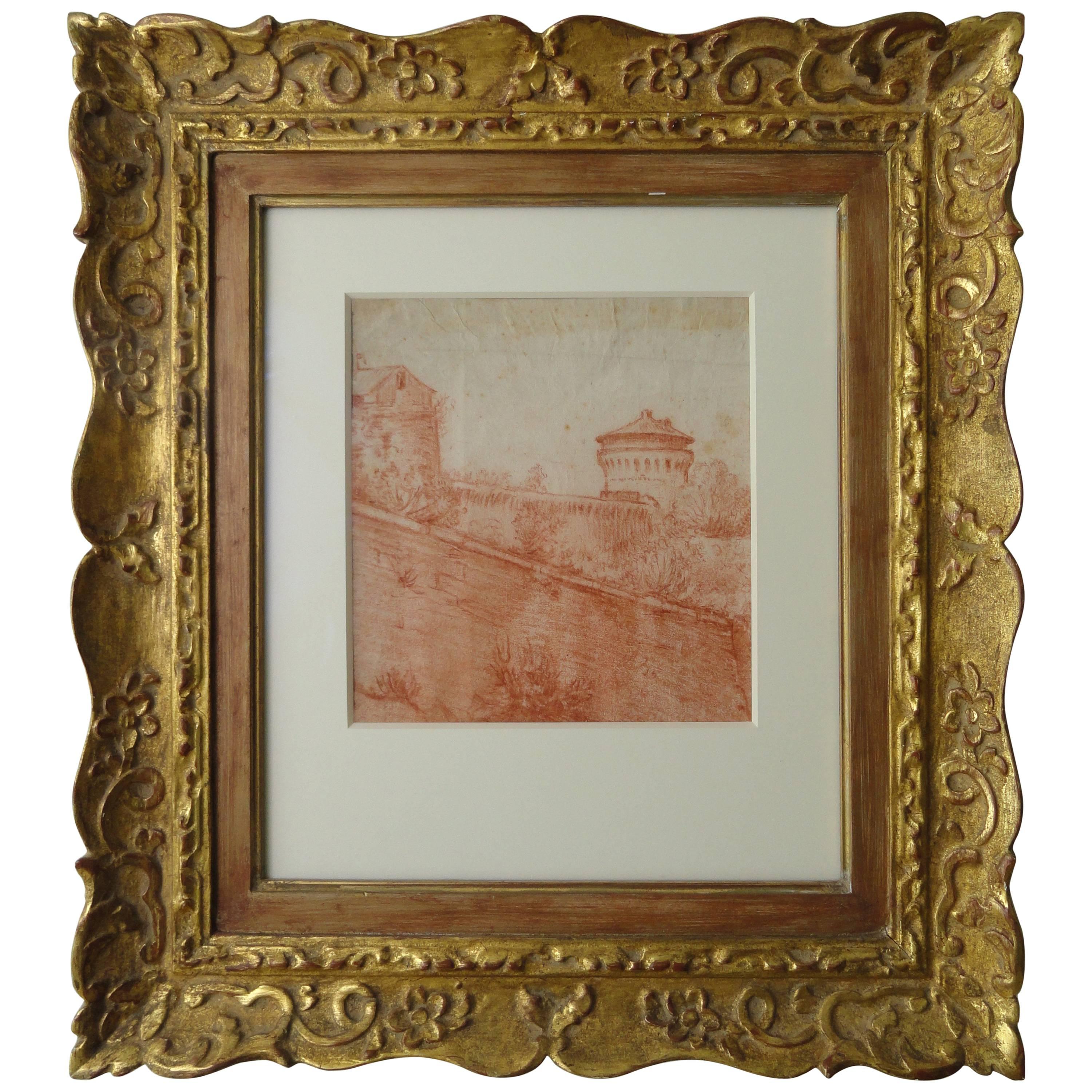 Red Chalk Pastoral Scene, Late 18th Century For Sale
