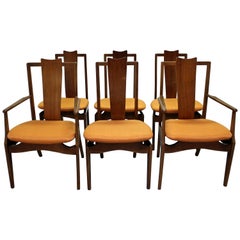 Set of Six Midcentury Floating Seat Dining Chairs