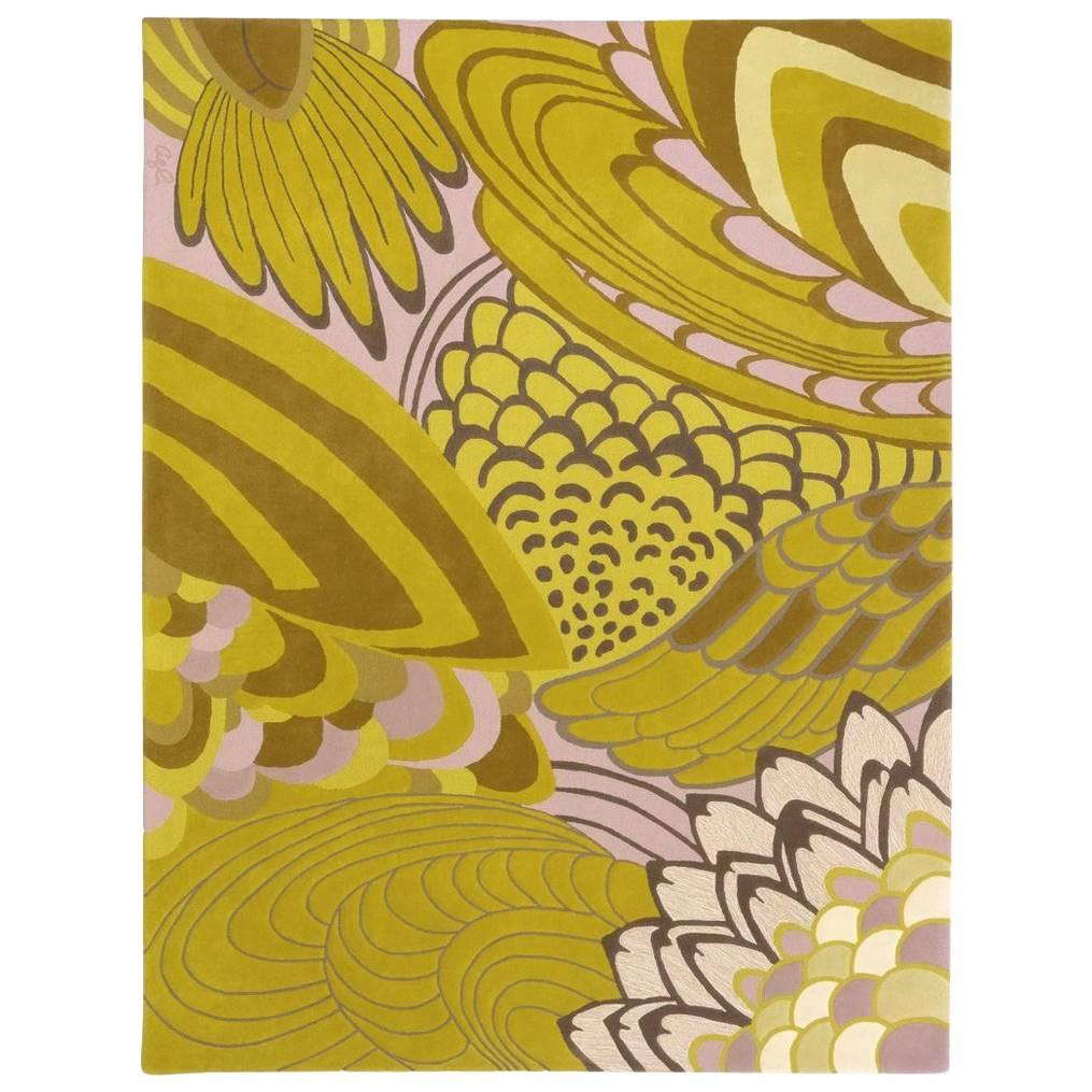 Angela Adams Morning Wings, Yellow and Pink, Rug & Tapestry, Handcrafted, Modern For Sale