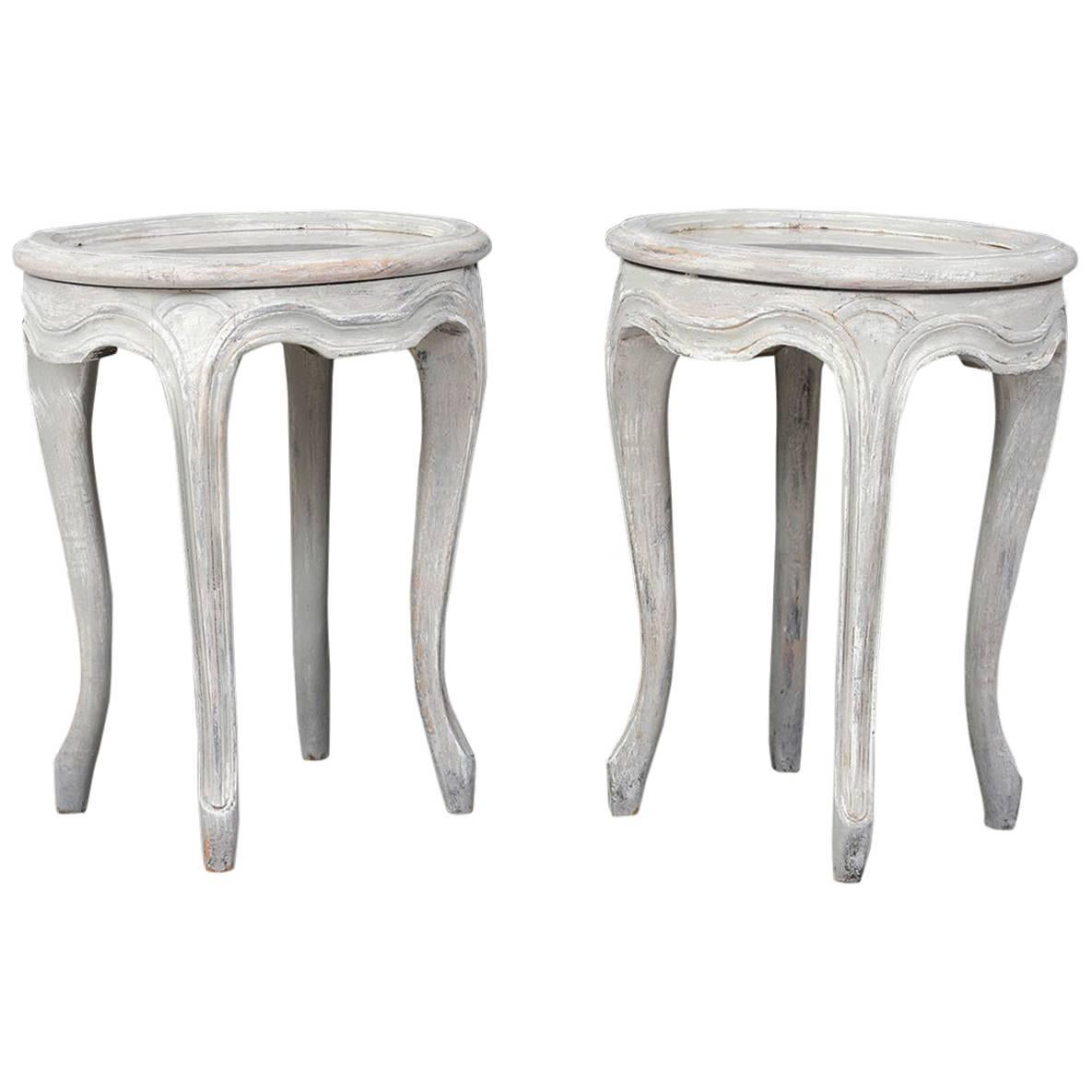 Pair of Provincial-Style Painted Garden Stools