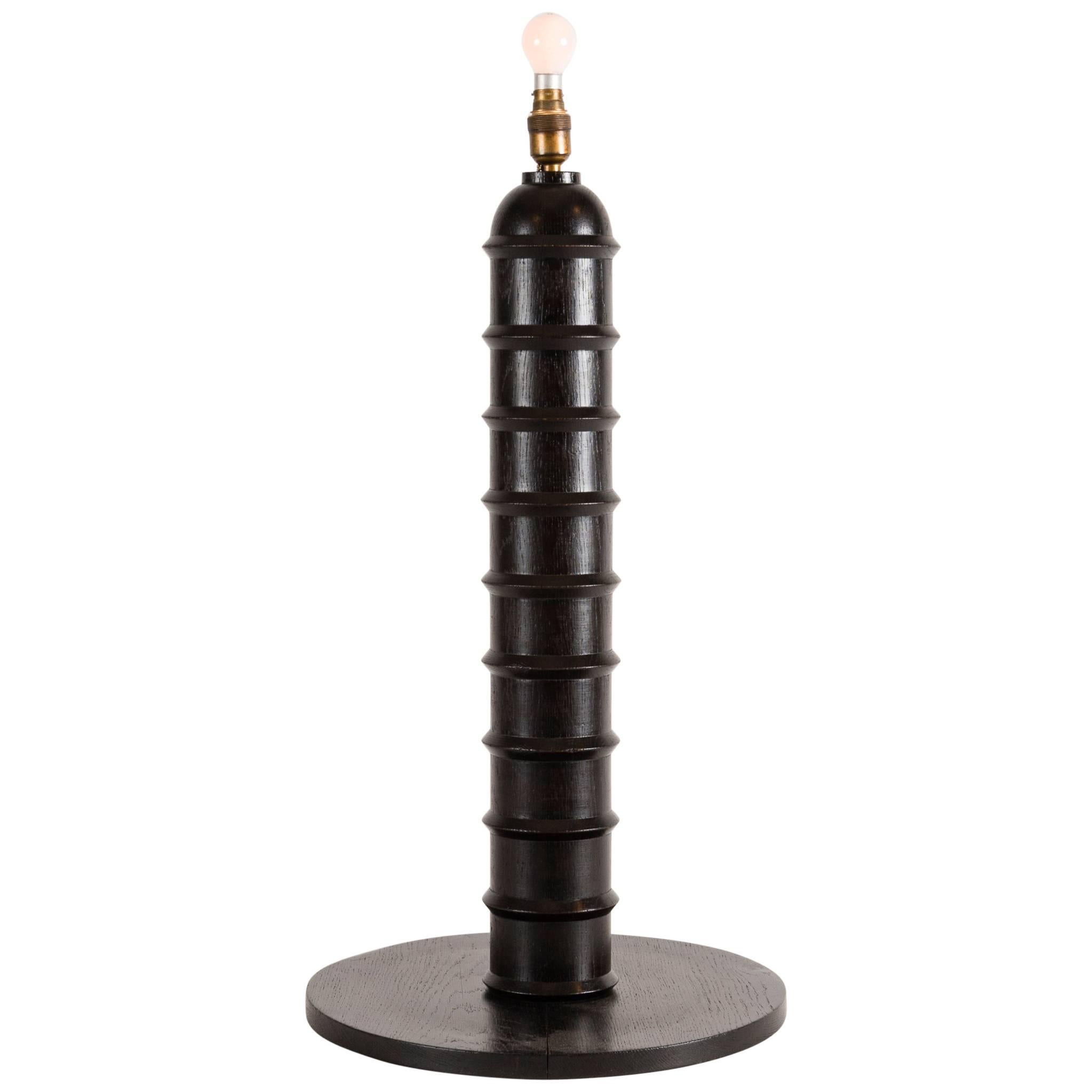 Possibly by Charles Dudouyt, Table Lamp Base, Blackened Wood, France, circa 1930 For Sale