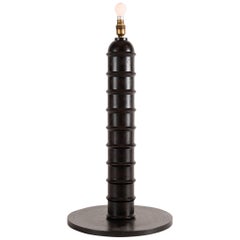 Possibly by Charles Dudouyt, Table Lamp Base, Blackened Wood, France, circa 1930