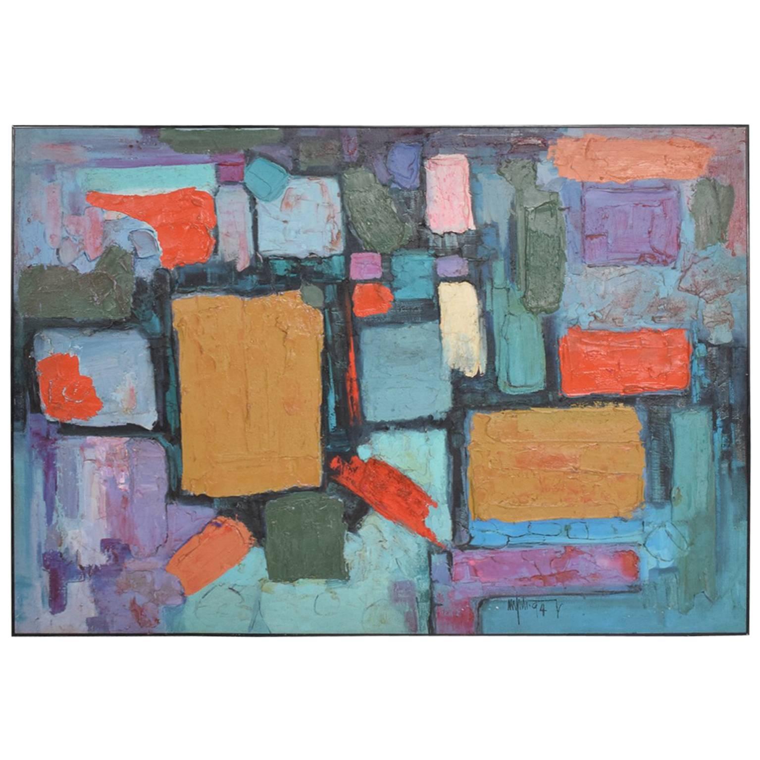 Modern Abstract Oil on Canvas, Signed 1994