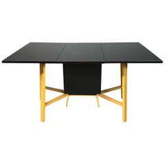 Mid-Century Modern Drop-Leaf Two-Tone Bentwood Dining Table