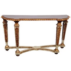 Italian Carved Oysterwood Console Table