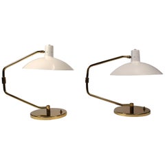 Pair of Brass Pivoting Table Lamps designed by Clay Michie for Knoll