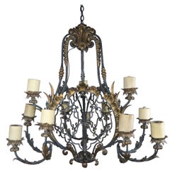 19th Century Spanish Wrought Iron Chandelier