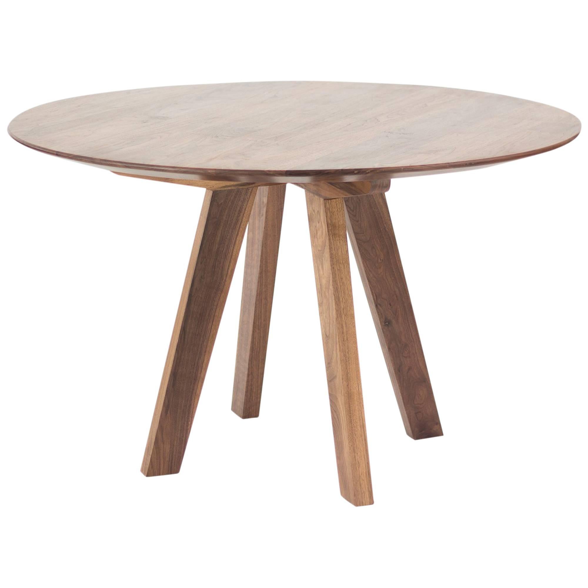 Contemporary Round Table, Walnut Designed by LCMX For Sale