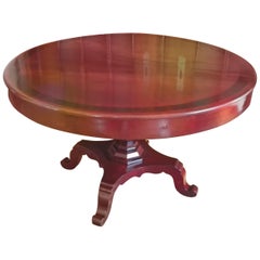 Round Pedestal Centre Table Massiv Two Plank Mahogany Top, 19th Century