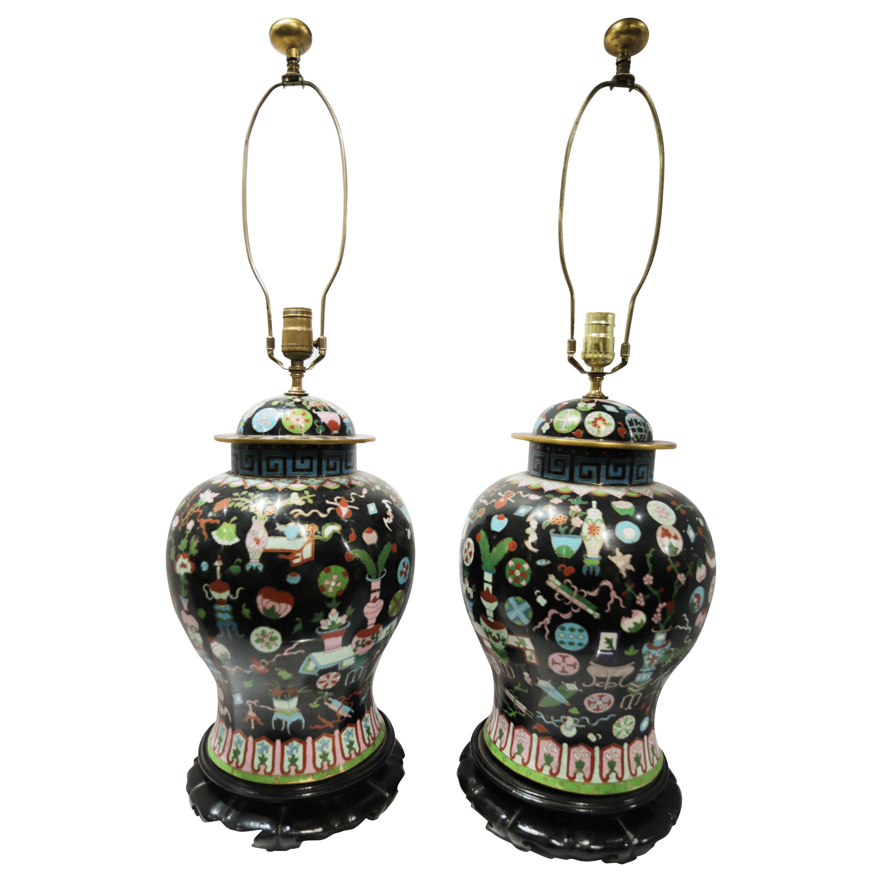 Pair of Chinese Closene Lamps