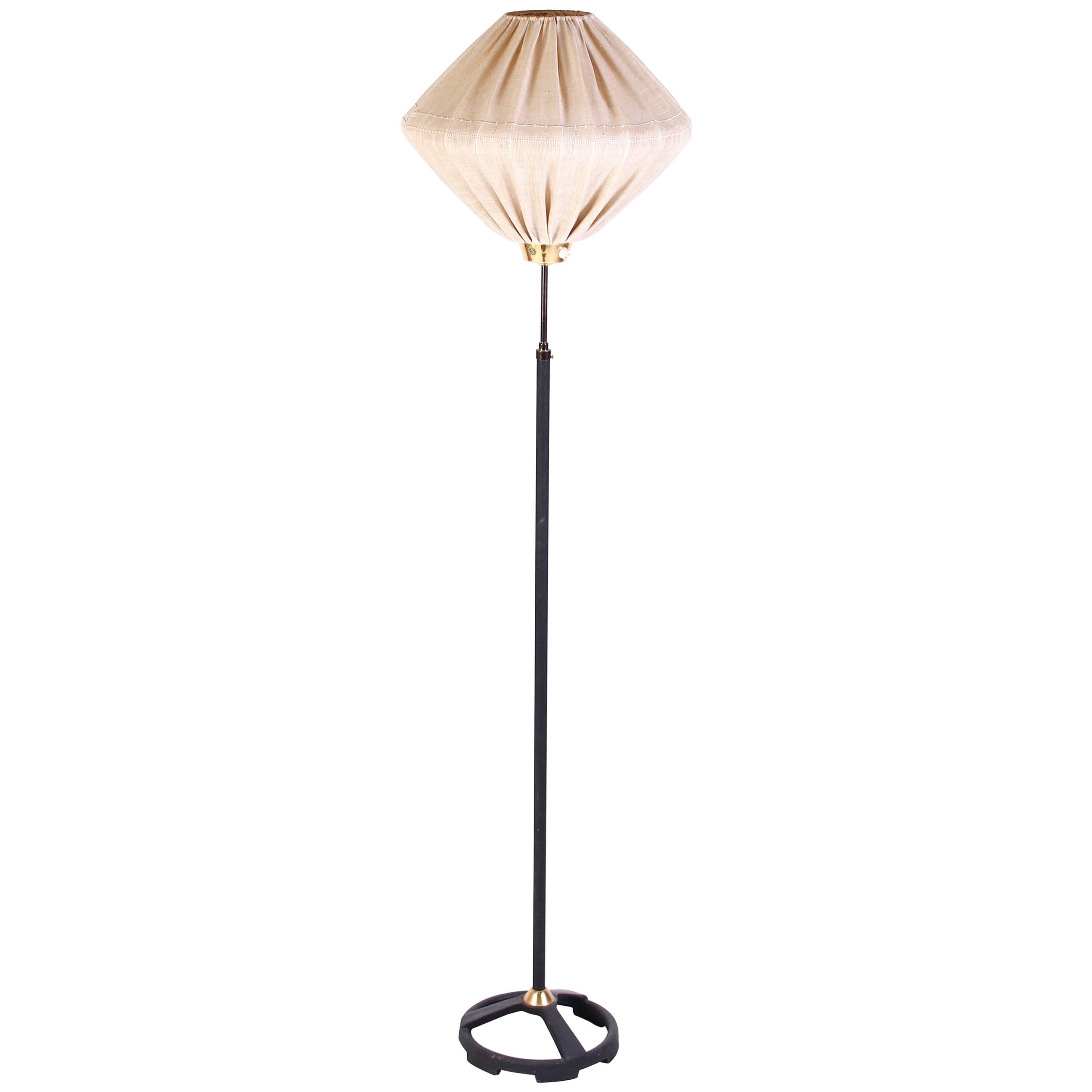 Midcentury Cast Iron and Brass Floor Lamp by Swedish Ewå