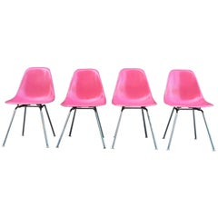 Four Supremely Rare Flamingo Pink Herman Miller Eames 