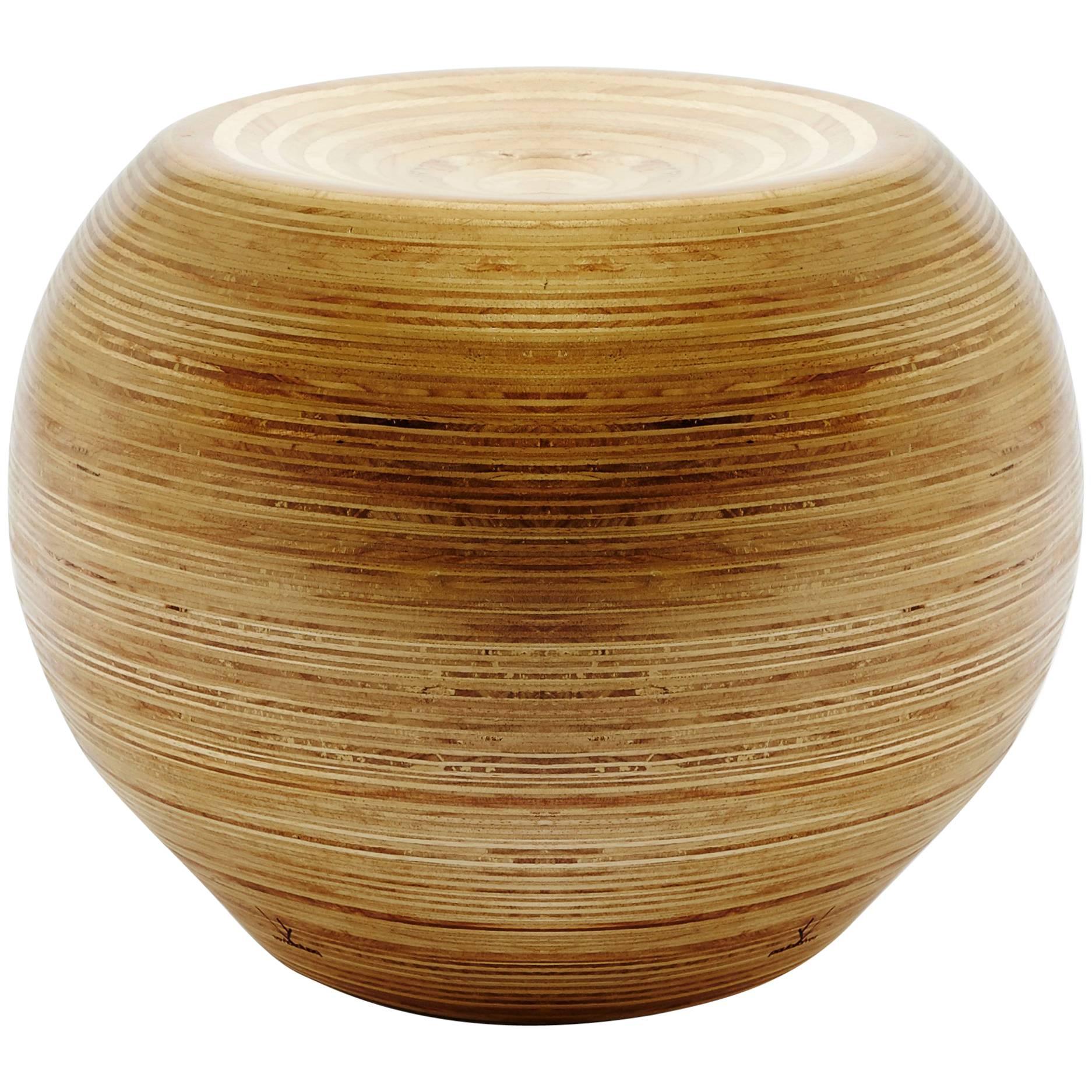 Bola Pouf in Sumaúma Plywood by Paulo Alves, Handcrafted in Brazil For Sale