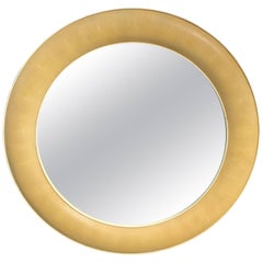 R & Y Augousti Blanc Shagreen Round Mirror