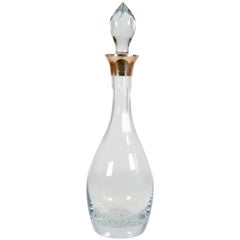 Fine Crystal Glass Decanter with Sterling Silver Top and Etched Glass