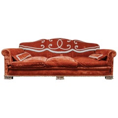 1940s French Velvet Sofa or Canapé, Original Upholstery