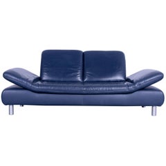 Koinor Rivoli Designer Three-Seat Sofa Blue Leather Function Modern