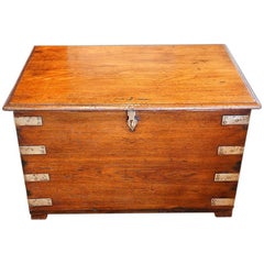 Victorian Teak Brass Bound Military Trunk