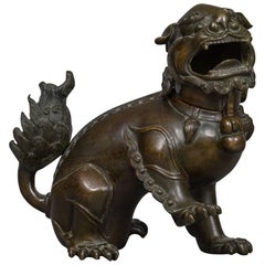 18th Century Bronze Lion Dog Censer