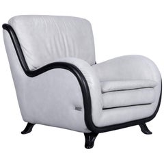 Nieri Designer Leather Armchair Grey Leather