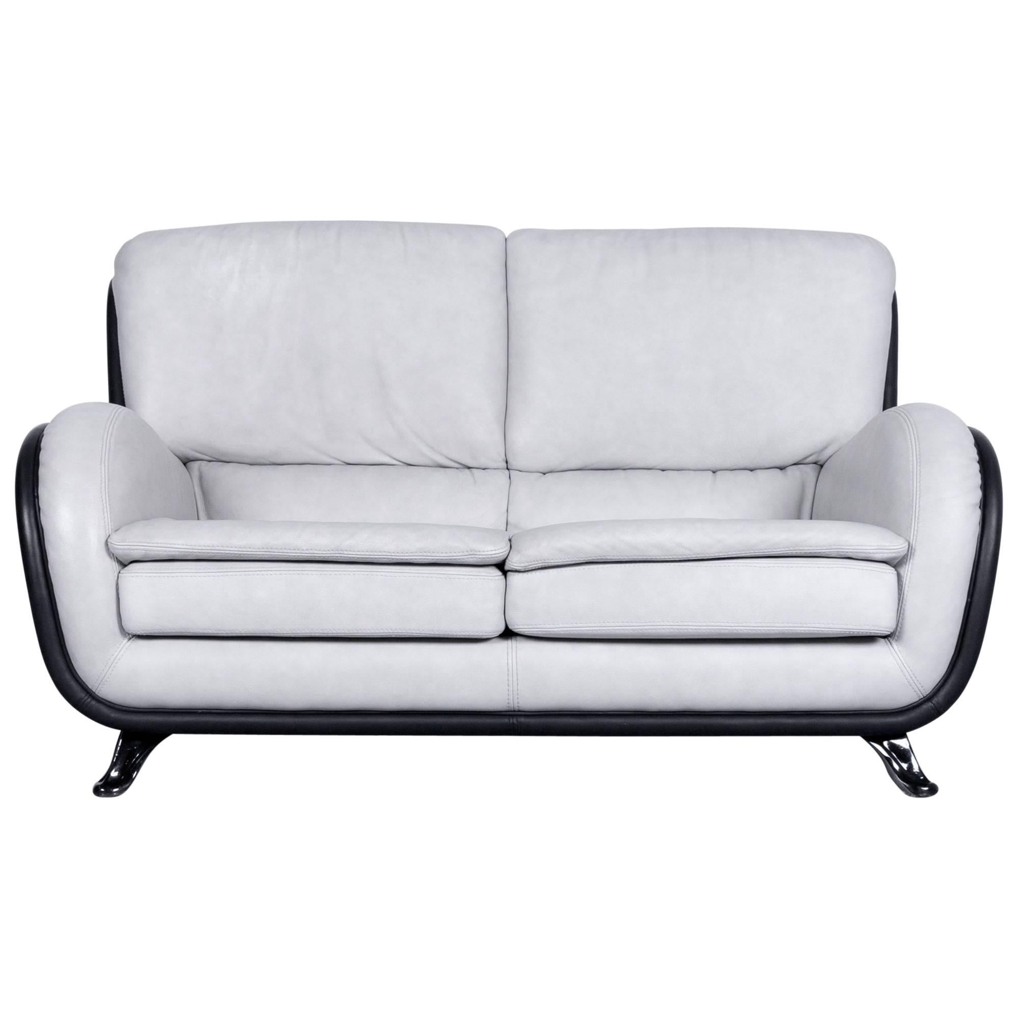 Nieri Designer Leather Sofa Grey Two-Seat