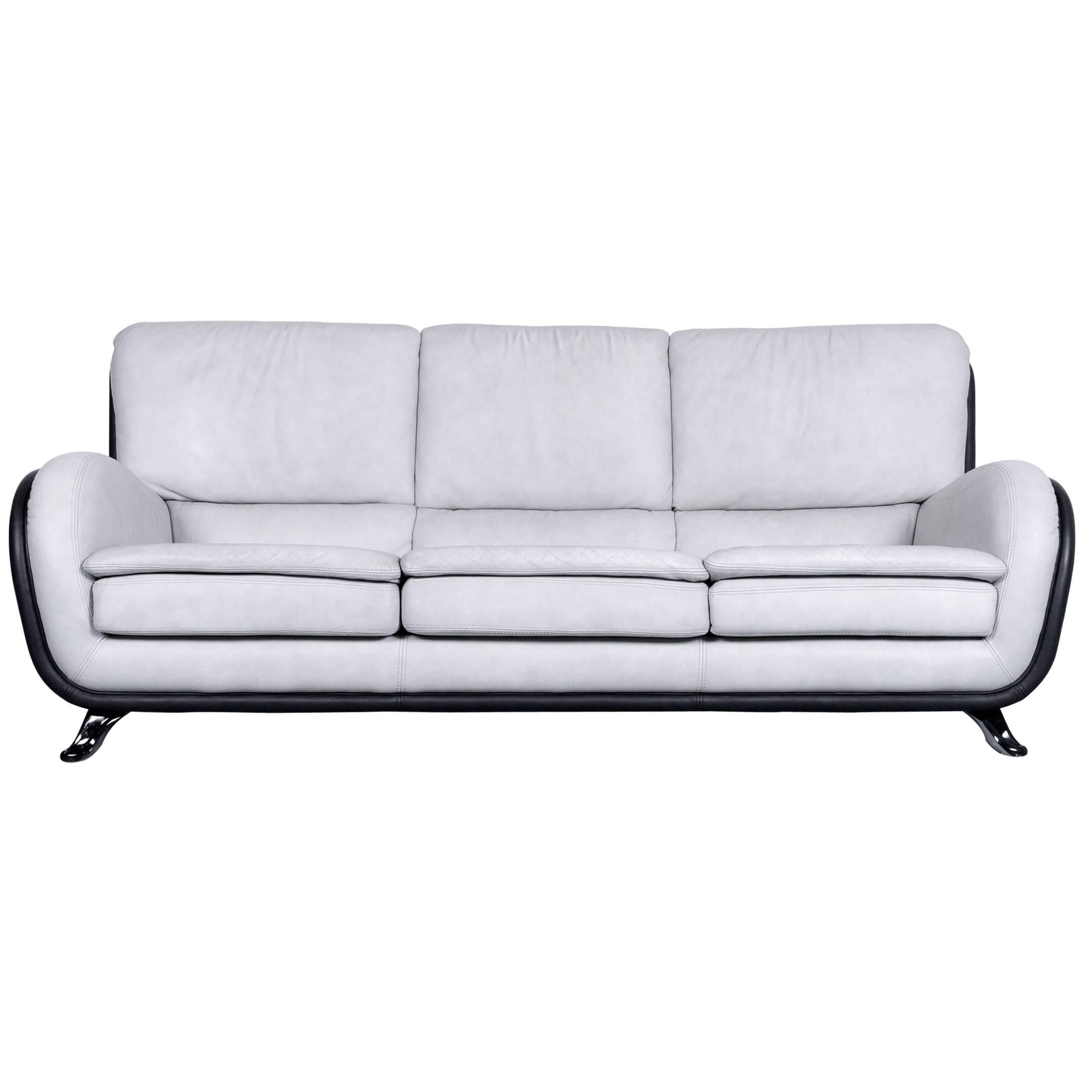 Nieri Designer Leather Sofa Grey Three-Seat