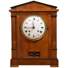 Antique 19th Century Biedermeier Mantel Clock in Cherrywood, circa 1820