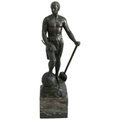 Antique German Bronze Statue by Adolf Muller-Crefeld, 1900