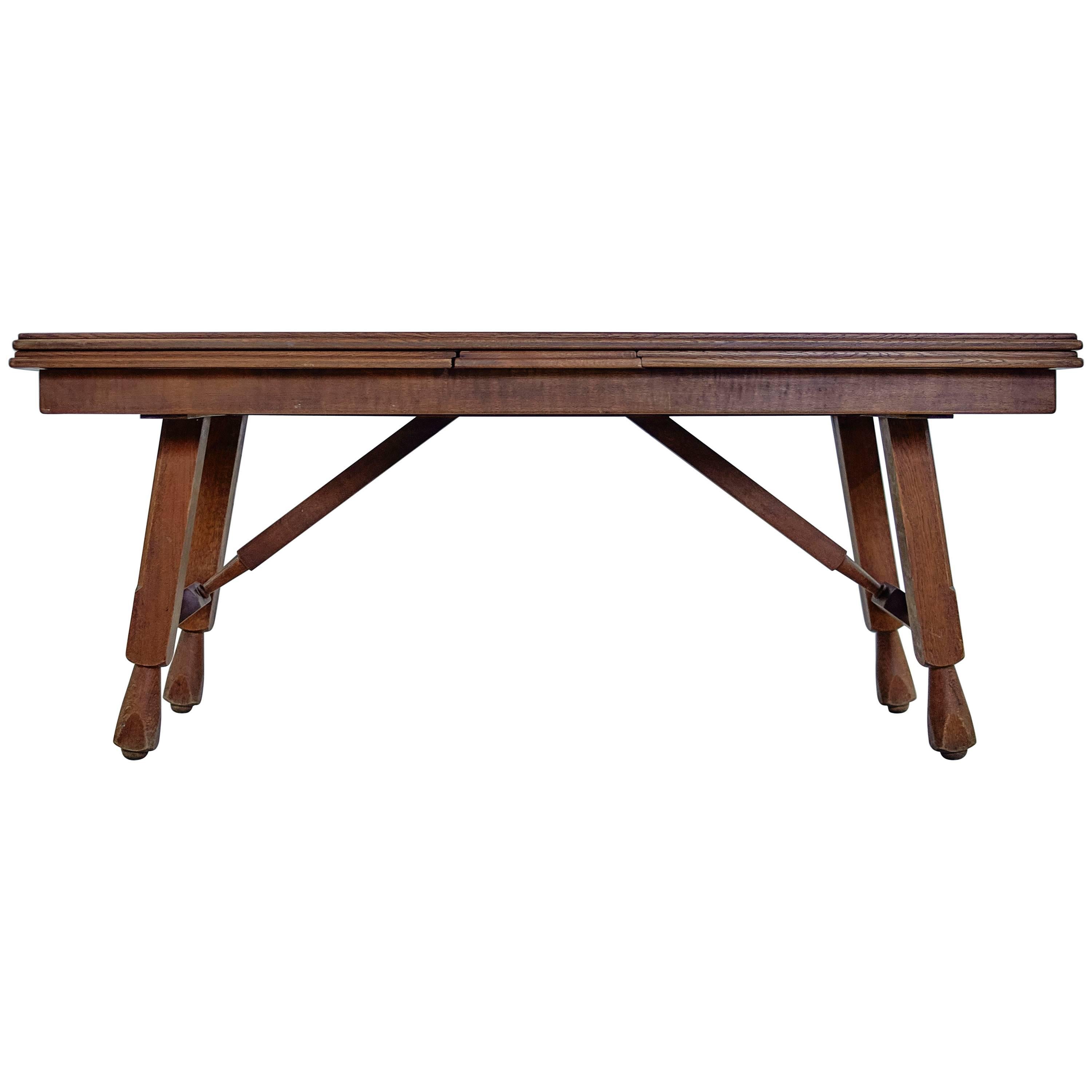 Guillerme & Chambron "Petronille" Extending Oak Dining Table, 1966 For Sale