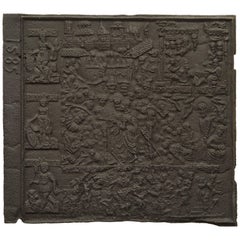 Einzigartige biblische gusseiserne antike Kaminplatte:: datiert 1585