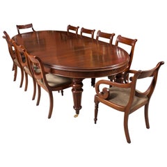 19th Century Extending Dining Table and Ten Swag Back Dining Chairs