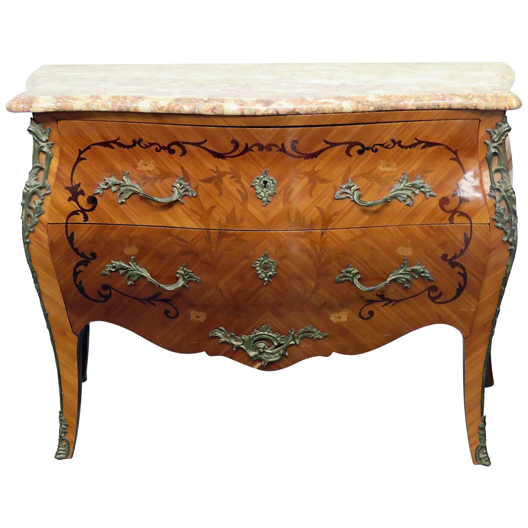 French Marble-Top Bombay Commode
