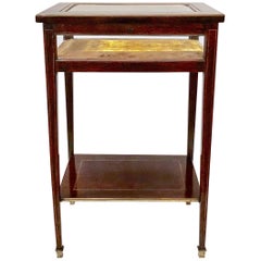 Antique French Mahogany Display Table with Bronze Trim, circa 1870-1880
