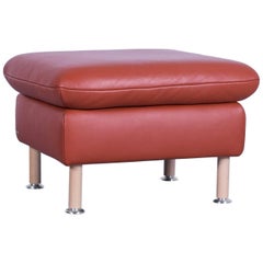 Koinor Vittoria Leather Foot Stool Orange Pouff Modern Couch Sofa