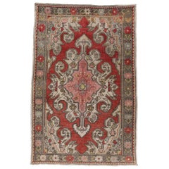 Vintage Turkish Oushak Accent Rug with Modern Industrial Style