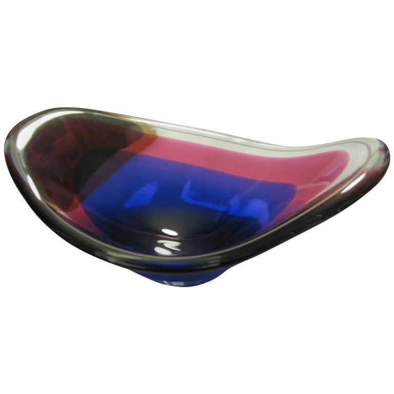 MidCentury Modern Art Glass Centrepiece Bowl by Flygsfors Paul Kedelv