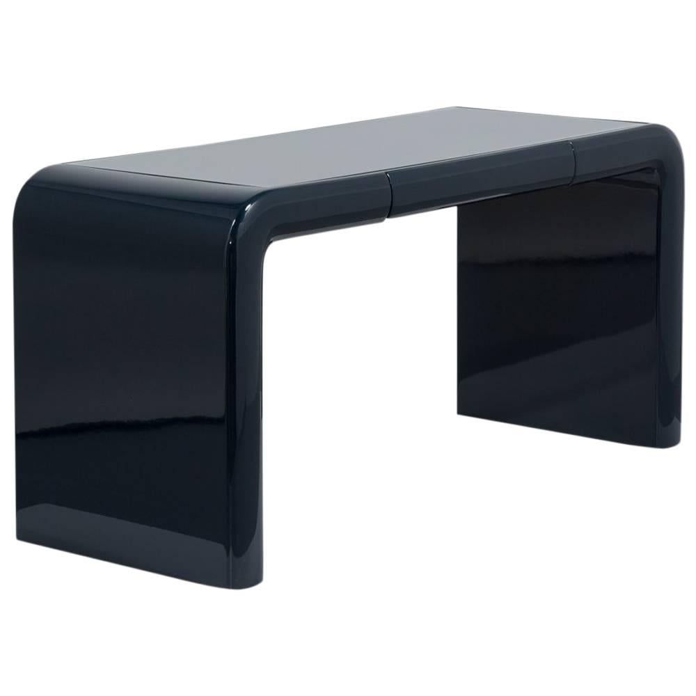 Basalt Lacquered Waterfall Desk or Vanity Table, 1970s For Sale