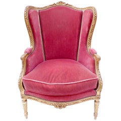 Antique Large Transition Style Giltwood Wing Chair, circa 1900