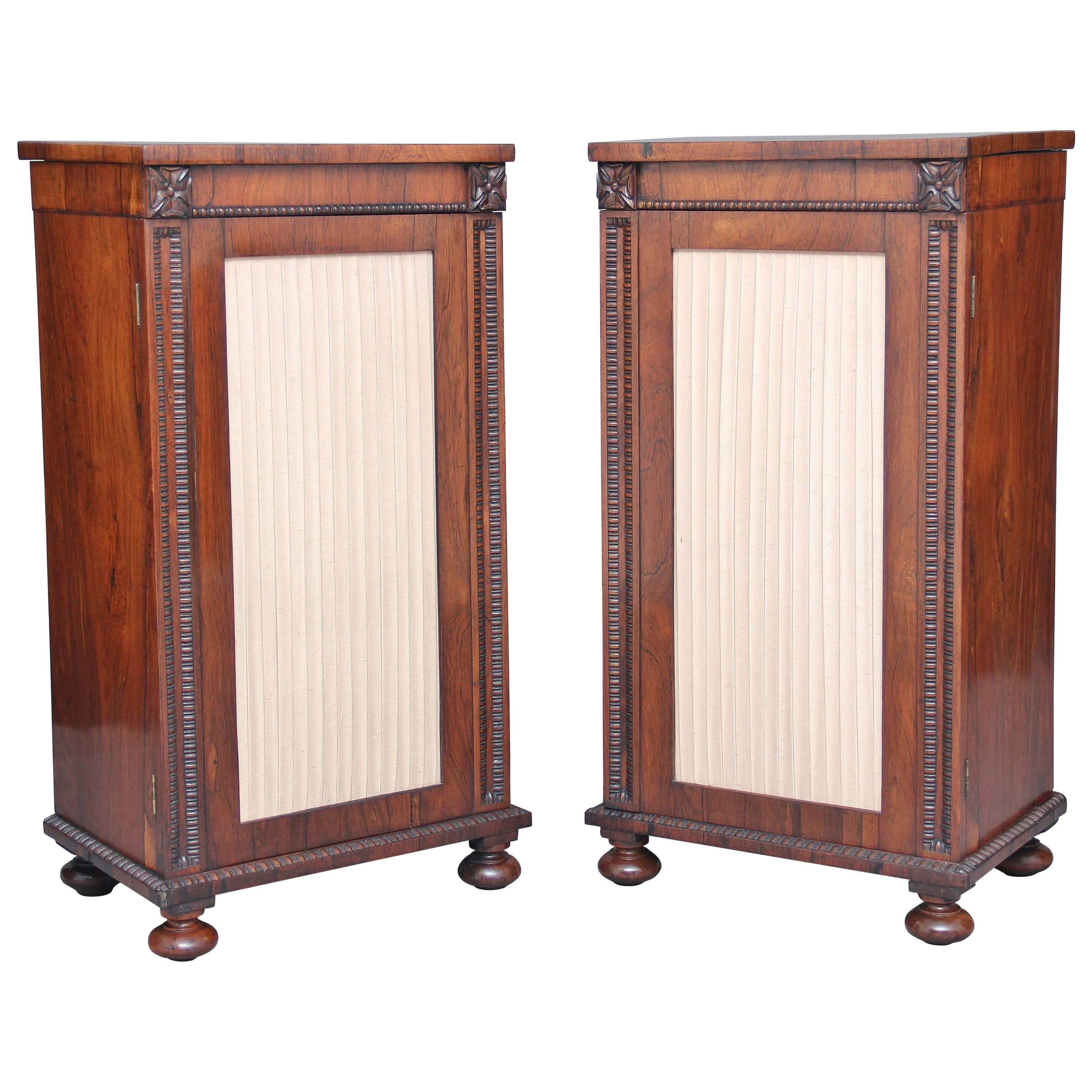 Pair of Early 19th Century Rosewood Pedestal Cabinets For Sale