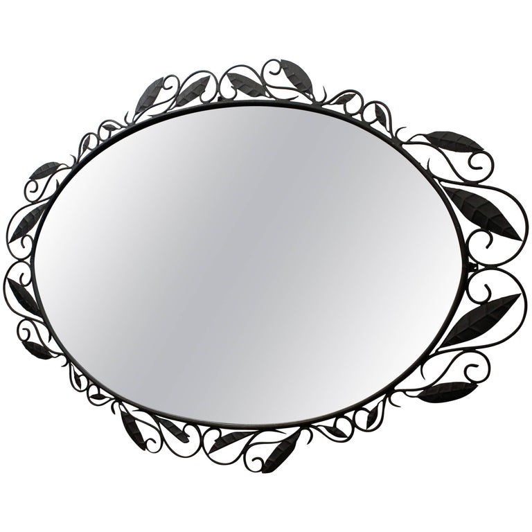 Large Oval Oversized Designer Wrought Iron Wall Foyer Mirror For Large Oval Oversized Designer Wrought Iron Wall Foyer Mirror For