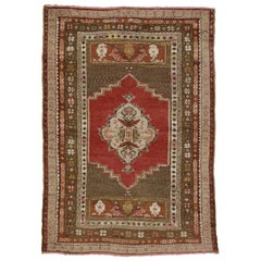 Retro Turkish Oushak Accent Rug with Traditional Style, Entry or Foyer Rug