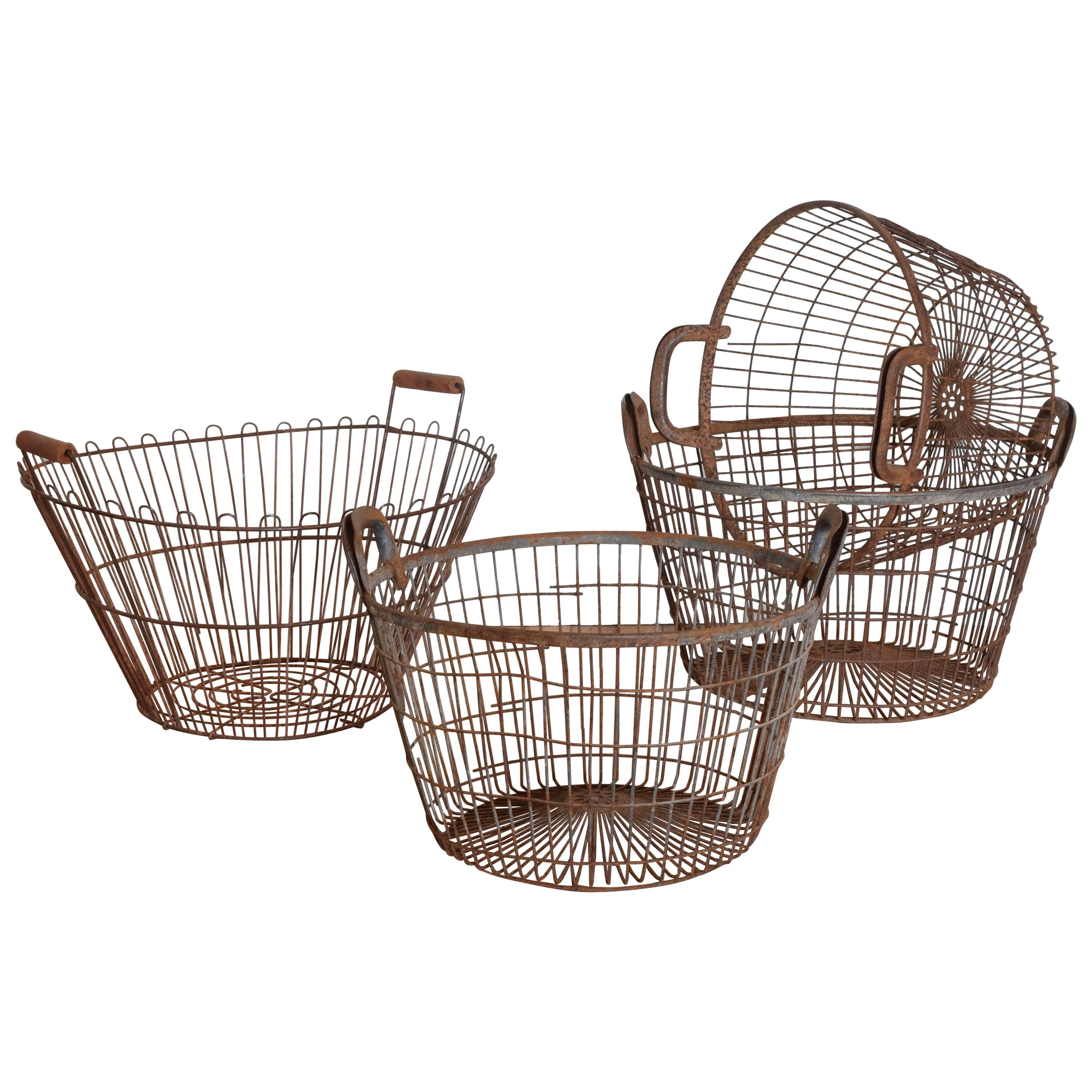 Associated Group of Four French Wire Baskets, 20th Century